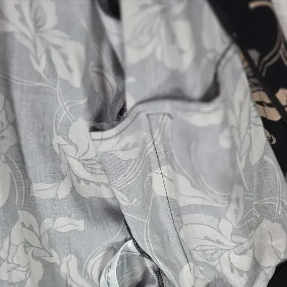 Porter & Ash Floral Bomber Jacket Black Tan Hibiscus FullZip Inner Pockets Large - Picture 7 of 14